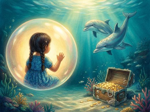 Иллюстрация к сказке «Девочка и тайны океана»