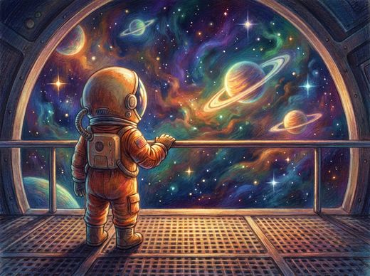 Иллюстрация к сказке «Космический герой»